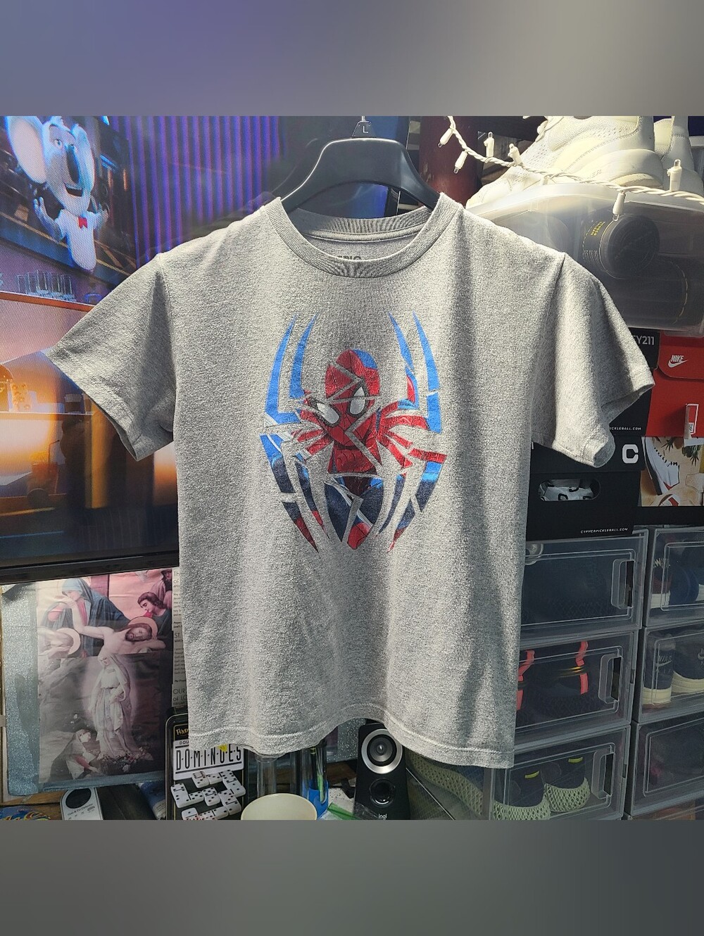 Marvel Kids Gray Spider-Man Graphic Tee with Blue & Red Accents